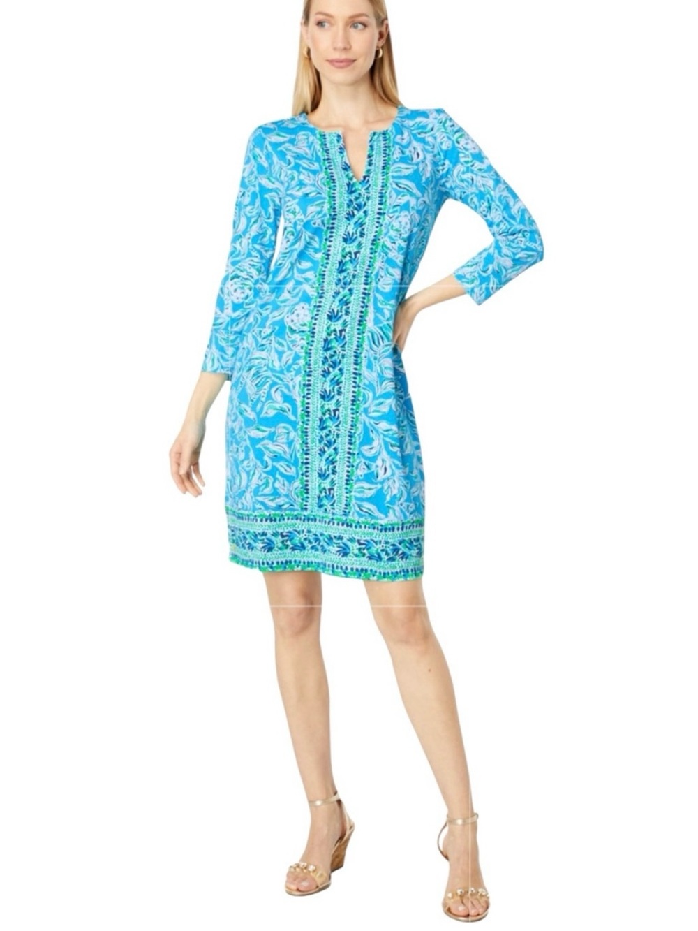 Lilly Pulitzer Nadine Shift Tunic Dress Outta Line Turquoise Oasis Tigers Sz M